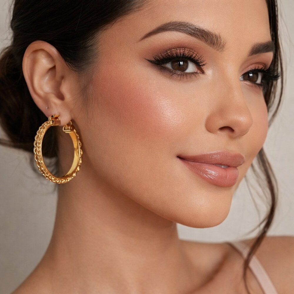 Bold Elements Gold Tone Textured Hoops‎